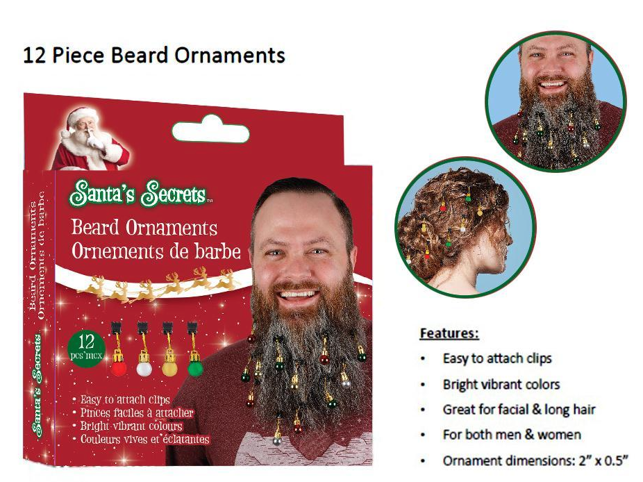 12pc Christmas Beard Ornaments