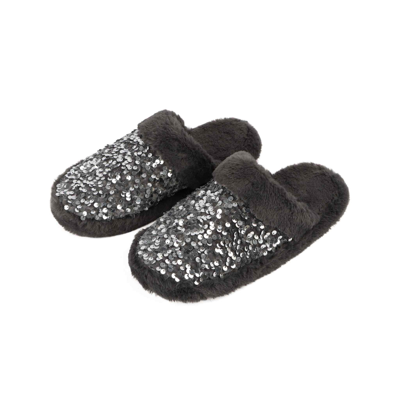 Silver/Grey Glam Slide On Snoozie Slippers