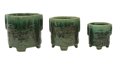 Green Ceramic Glazed Planter - 3 sizes