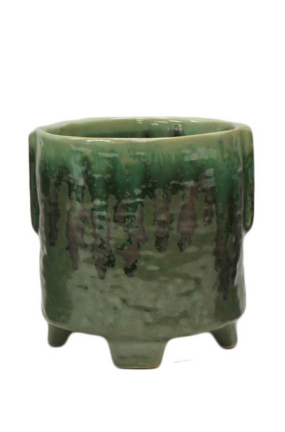 Green Ceramic Glazed Planter - medium size