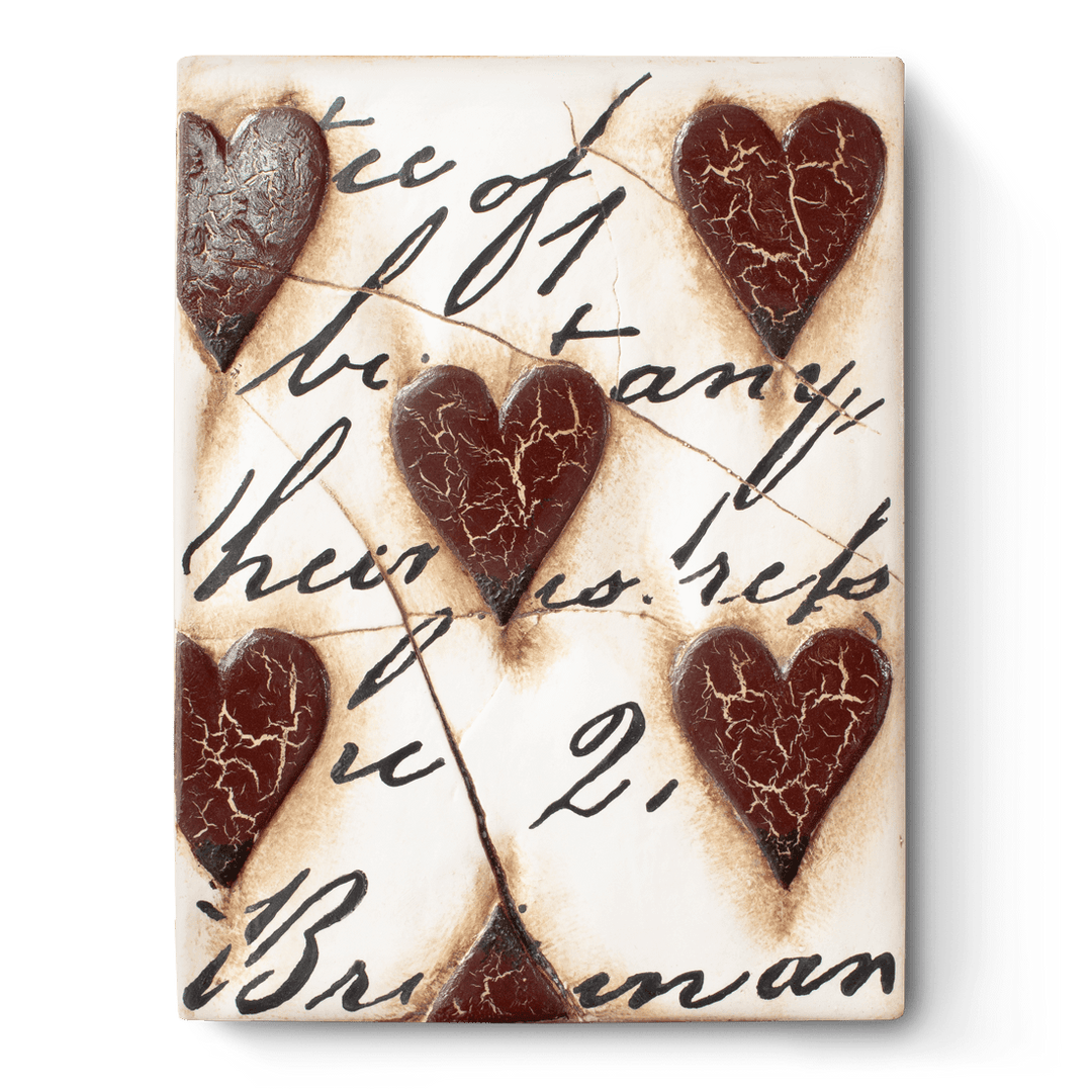 T 01 Red Hearts with Script RETIRED and SIGNED Sid Dickens Memory Block