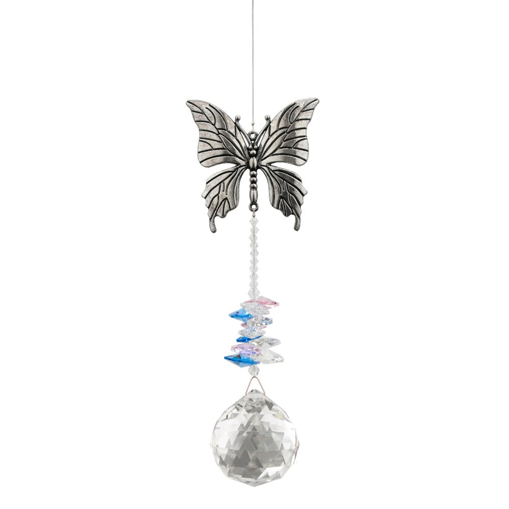 Wishing Threads - Pewter Butterfly Suncatcher with Crystals