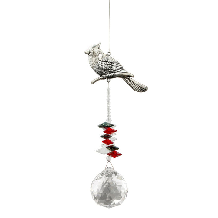 Wishing Threads - Pewter Cardinal Suncatcher with Crystals