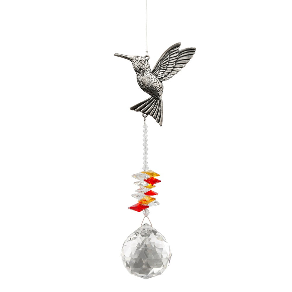 Wishing Threads - Pewter Hummingbird Suncatcher with Crystals