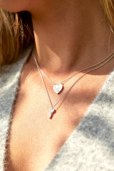 Engraved Love HEART PENDANT - SILVER Plated