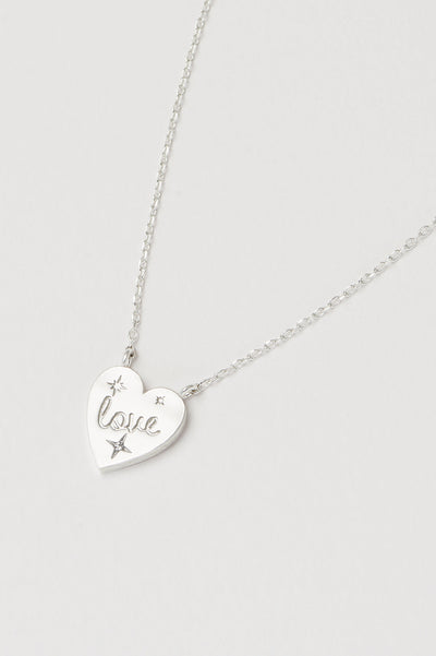 Engraved Love HEART PENDANT - SILVER Plated