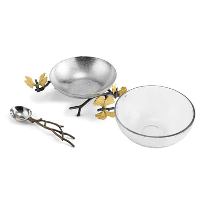 Michael Aram Butterfly Ginkgo Glass Nut Dish with Spoon