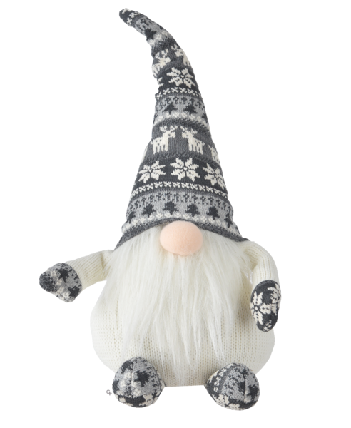 White & Grey Gnome with Snowflake Hat